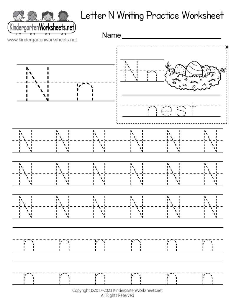 letter n worksheet