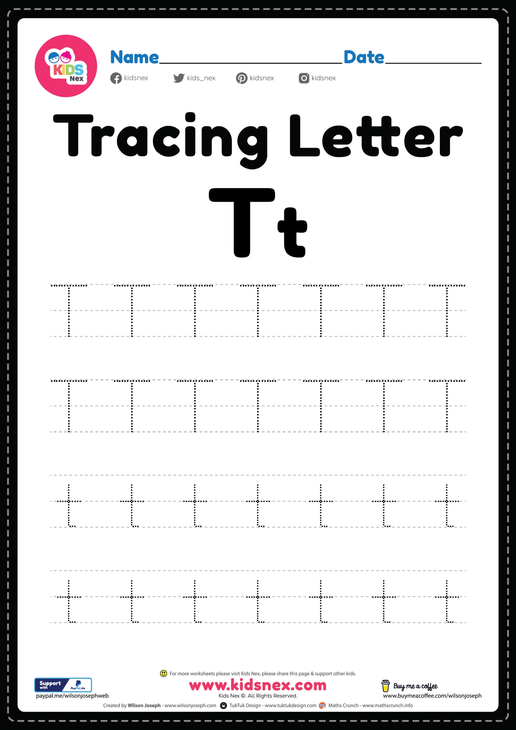 Free Printable PDF Tracing Letter T Alphabet Worksheet Free Printable PDF Tracing Letter T Alphabet Worksheet