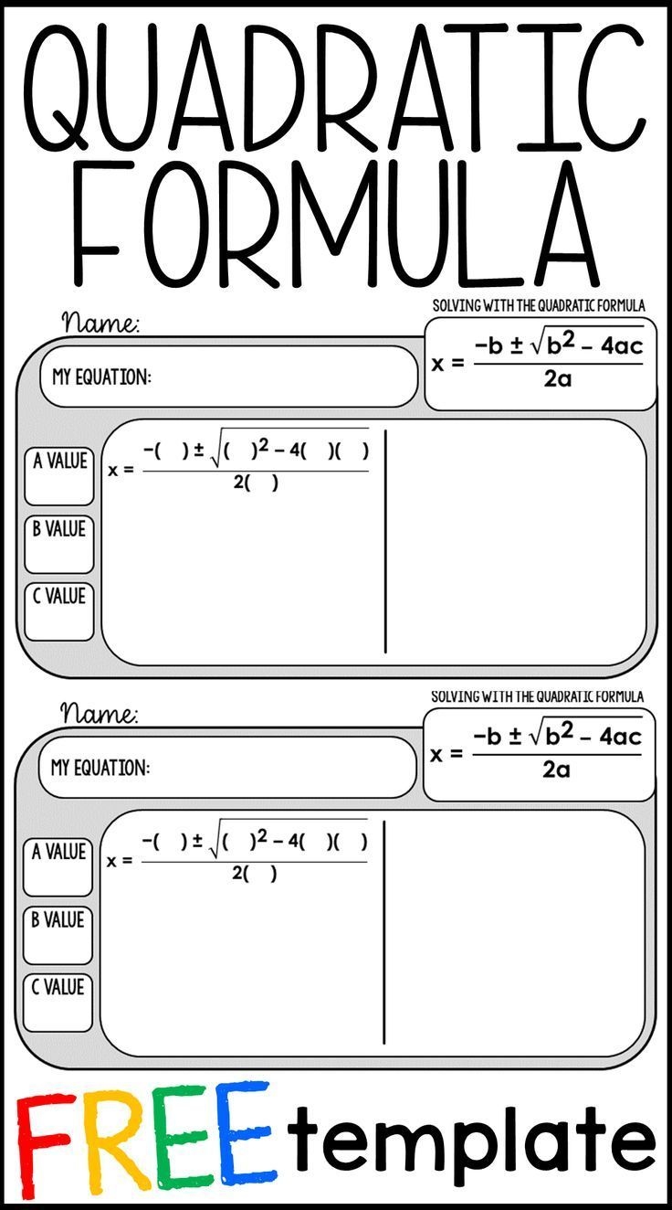 quadratic formula worksheet