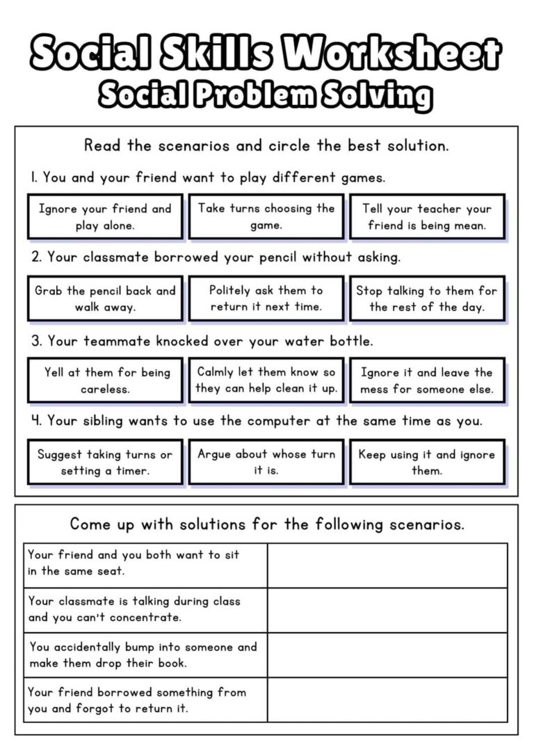 Free Social Skills Worksheets 2025 