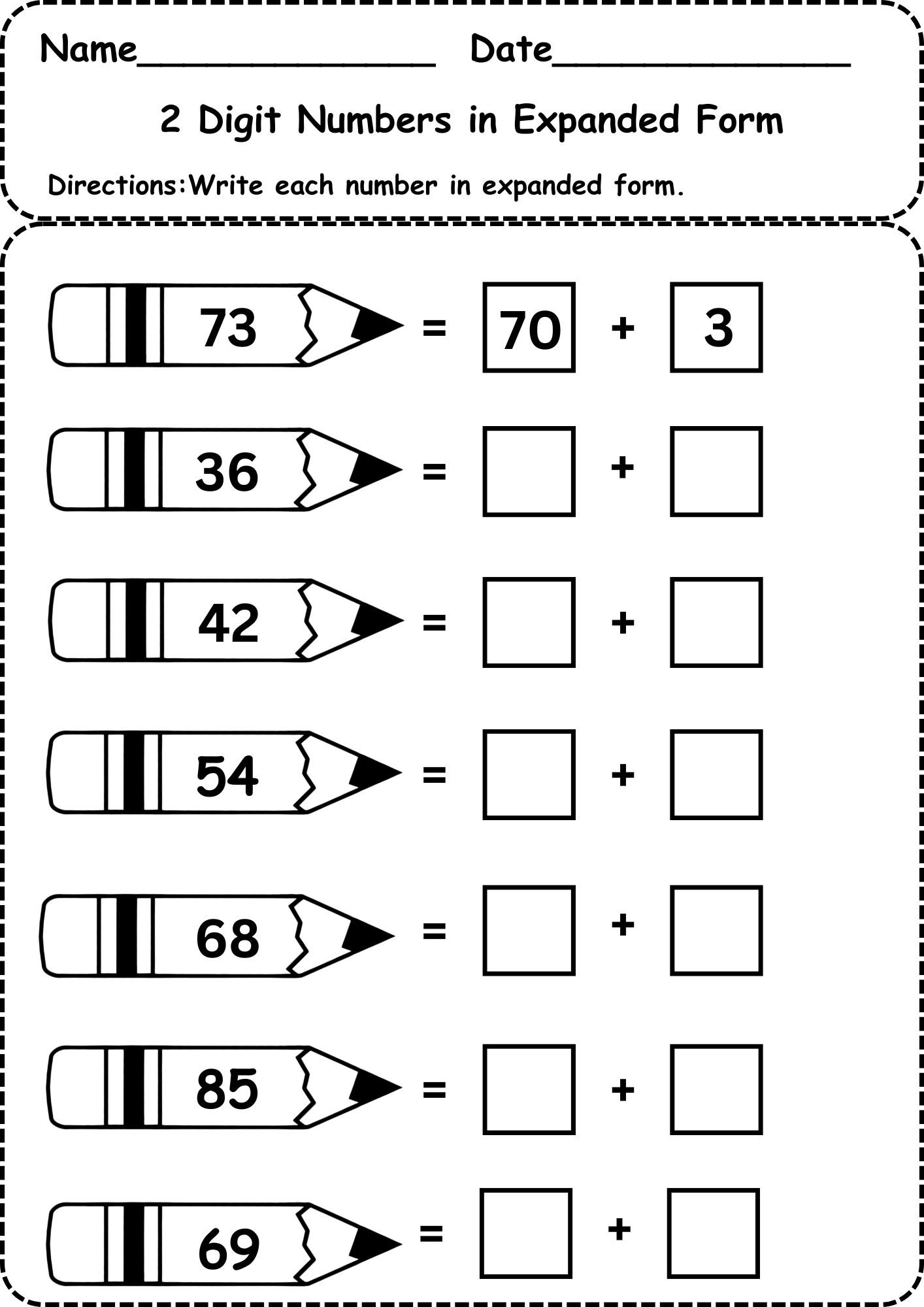 Free Tens And Ones Worksheet For Grade 1 Expanded Form