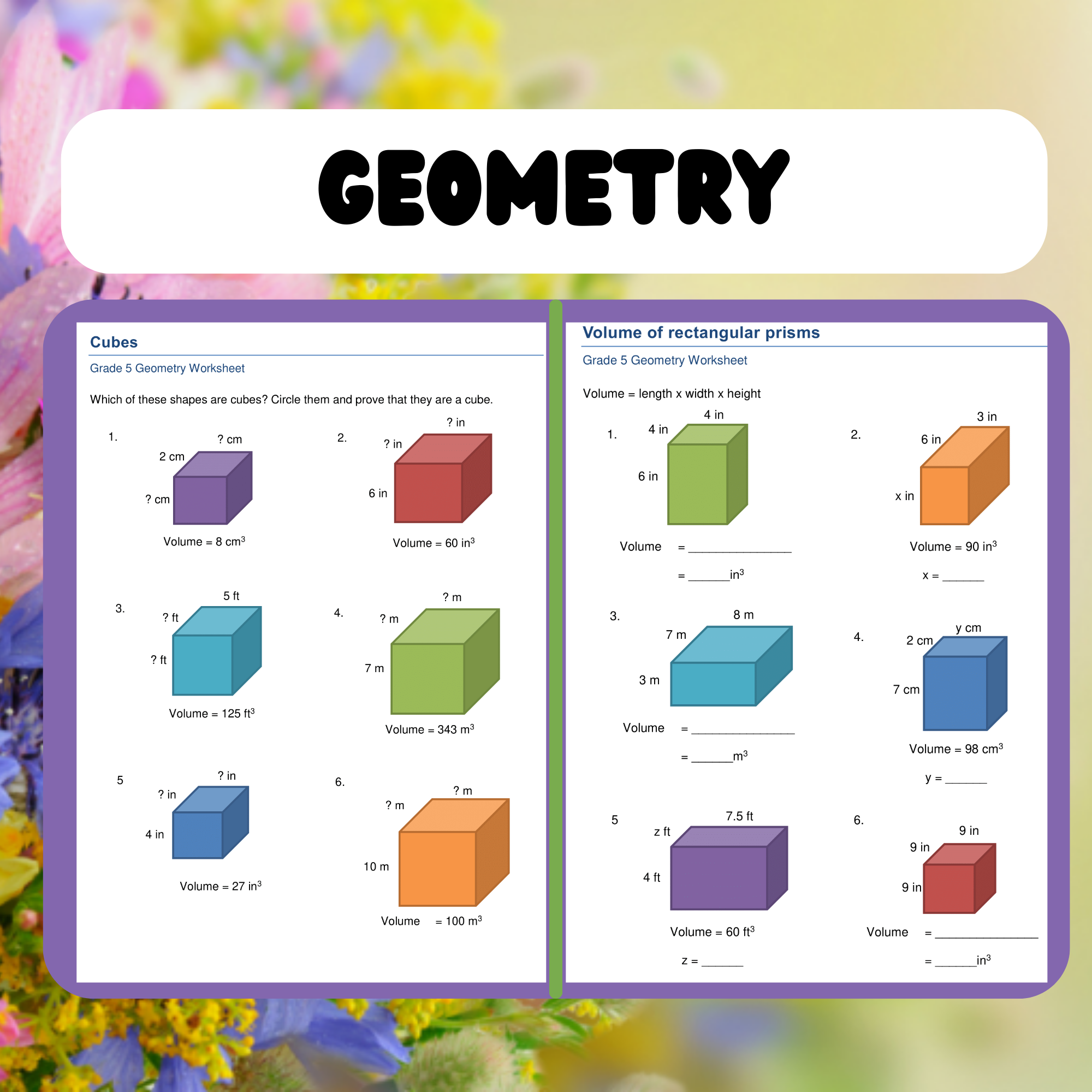 volume of rectangular prism worksheet