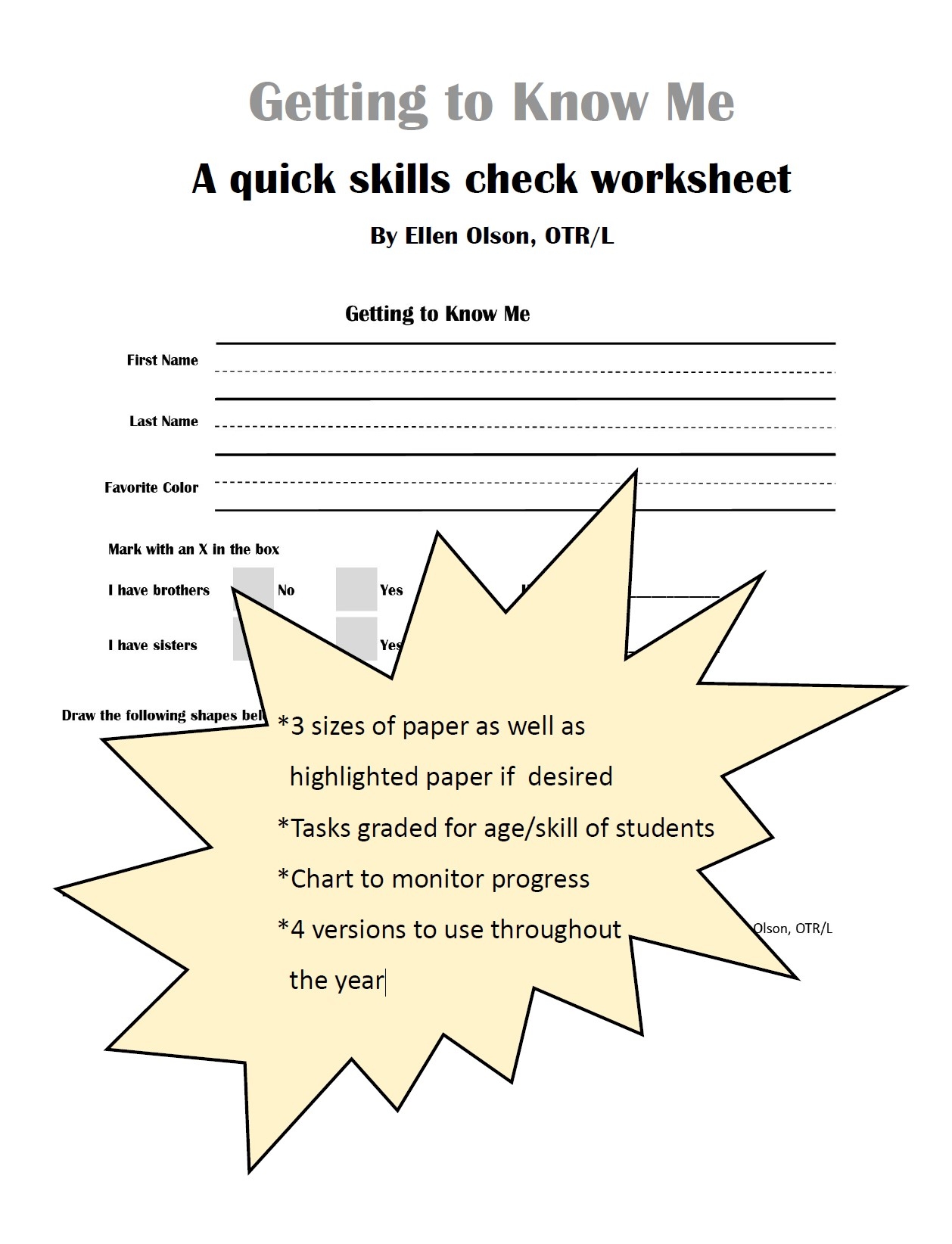 Get To Know Me Worksheet PDF Packet Your Therapy Source