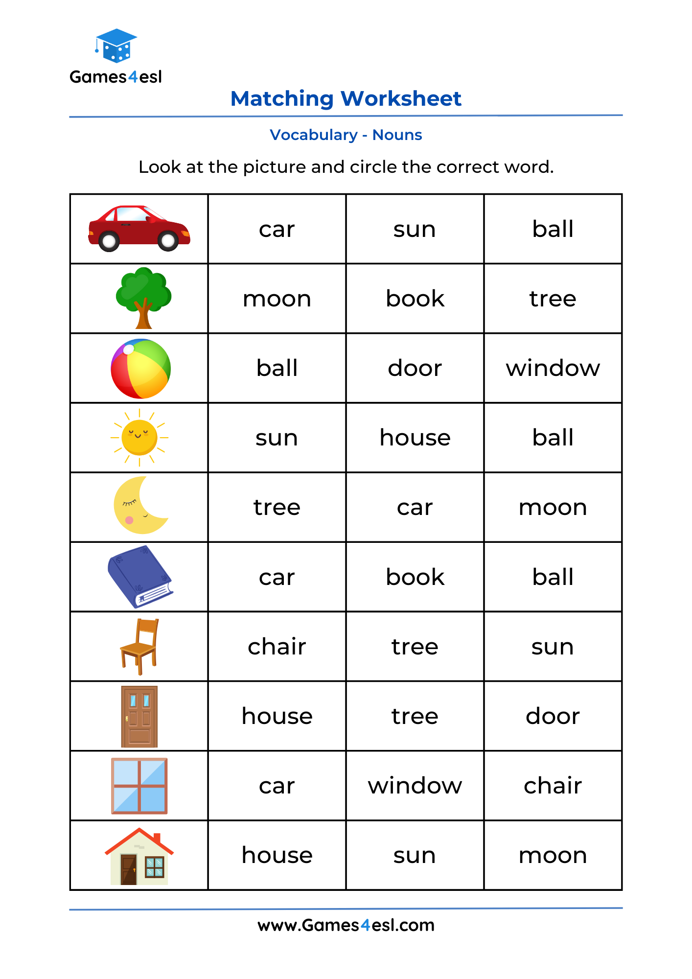 Grade 1 Worksheets Games4esl