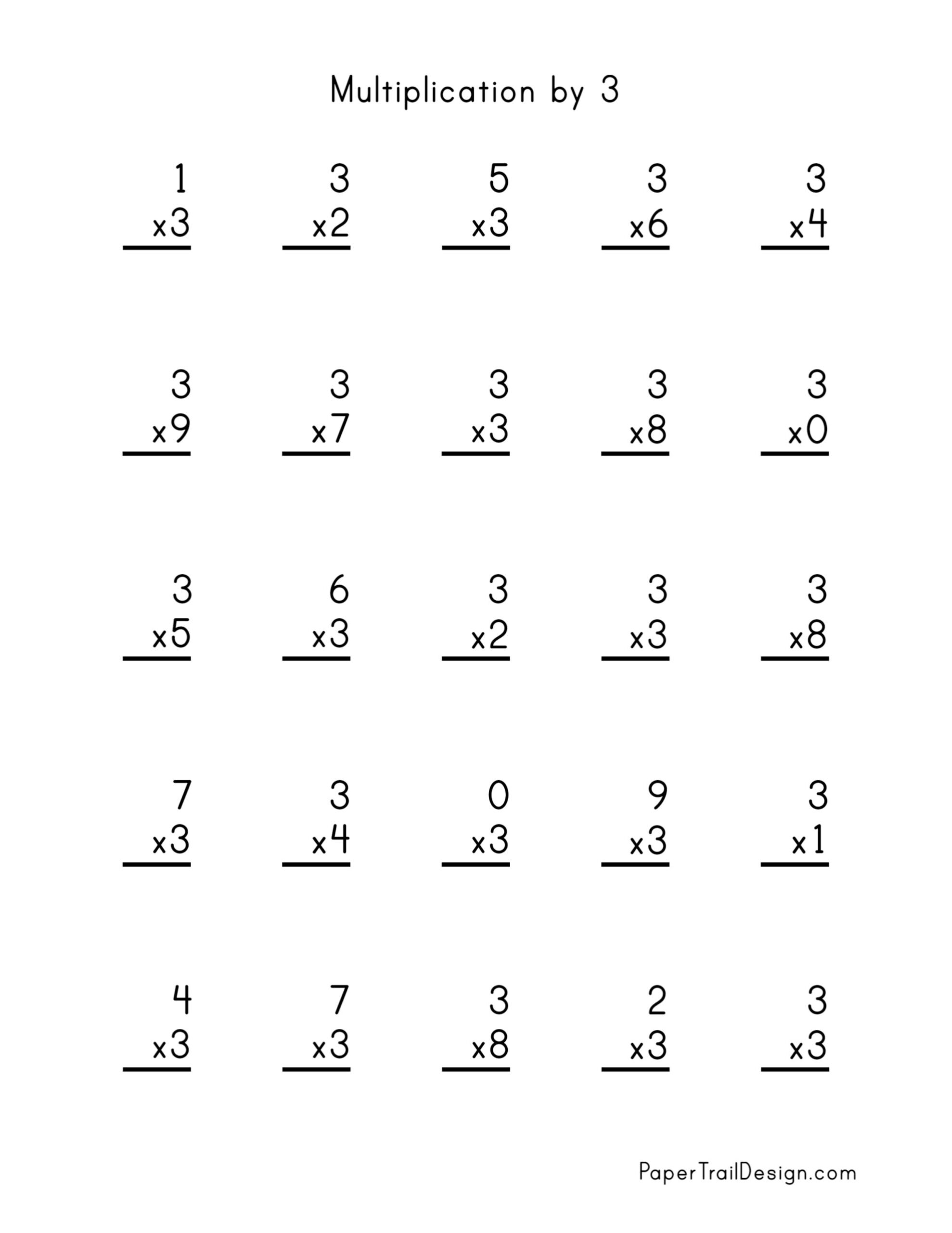 multiplication by 3 worksheets