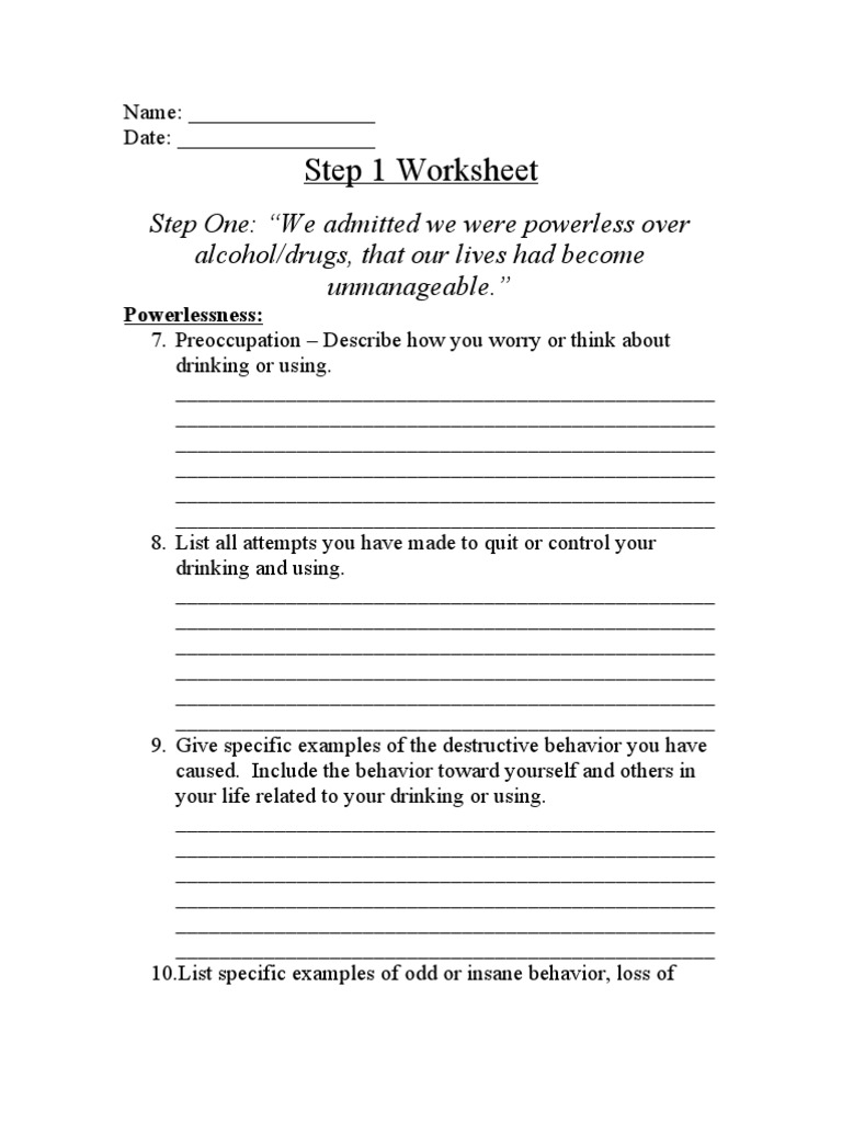 Group Step 1 Worksheet PDF Drugs Applied Psychology Worksheets Library Group Step 1 Worksheet PDF Drugs Applied Psychology Worksheets Library