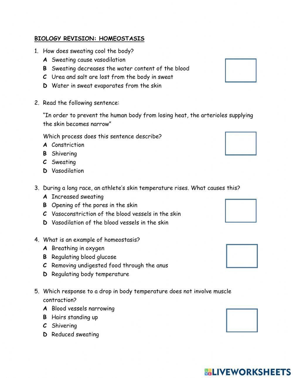 homeostasis worksheet recognize normal parameters