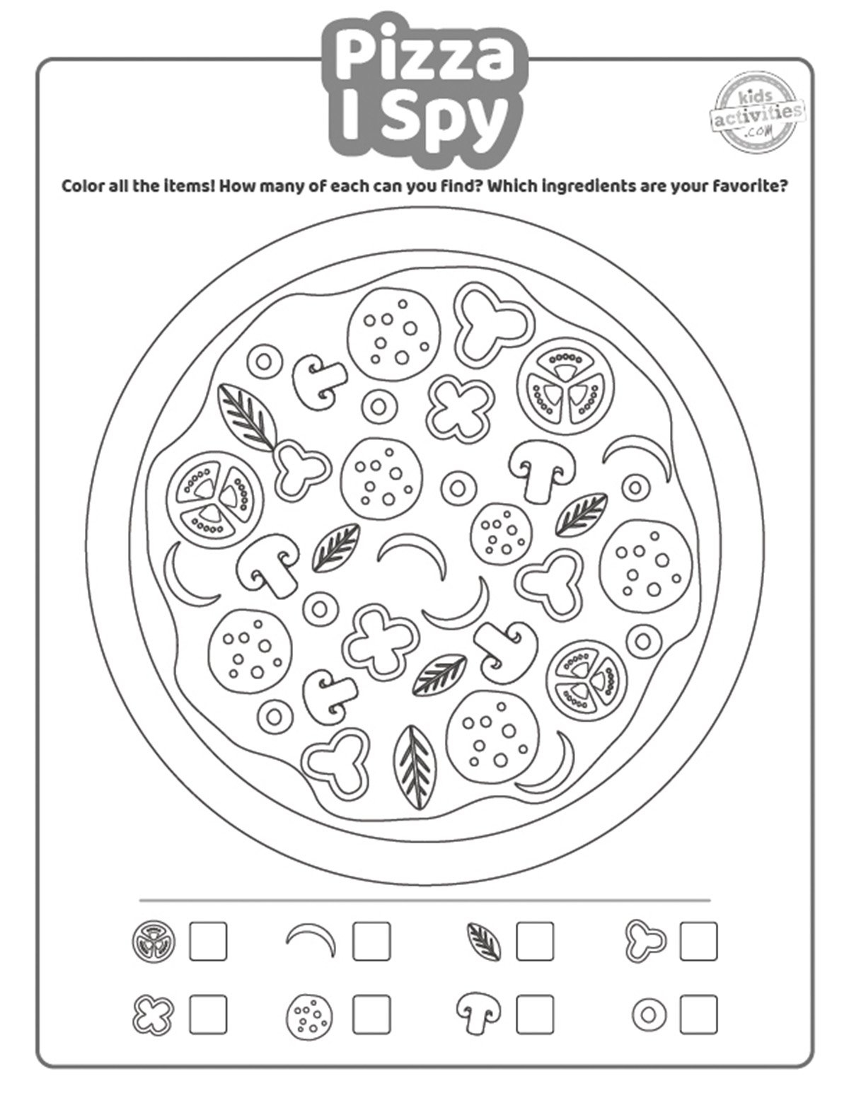 I Spy Worksheets For Pizza Lovers Kids Activities Blog