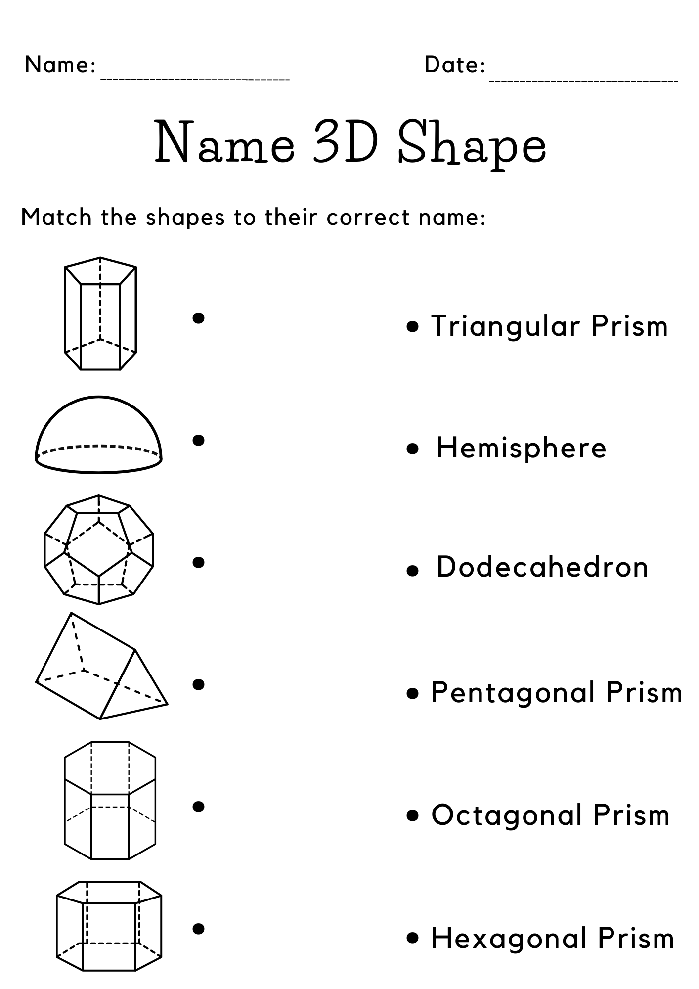 3d shapes worksheet