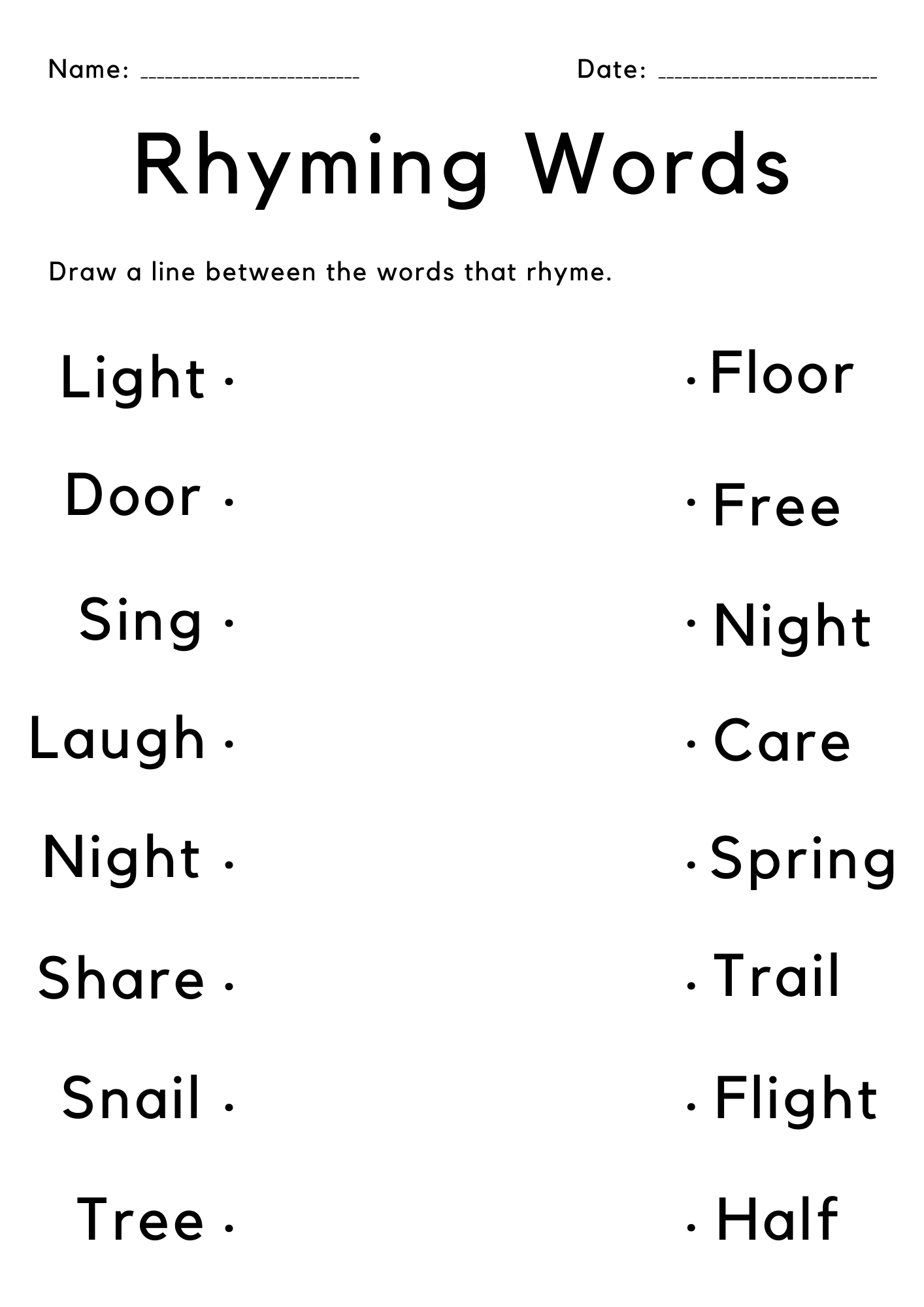 Kindergarten Rhyming Words Worksheet Match The Rhyming Words Activity Made By Teachers