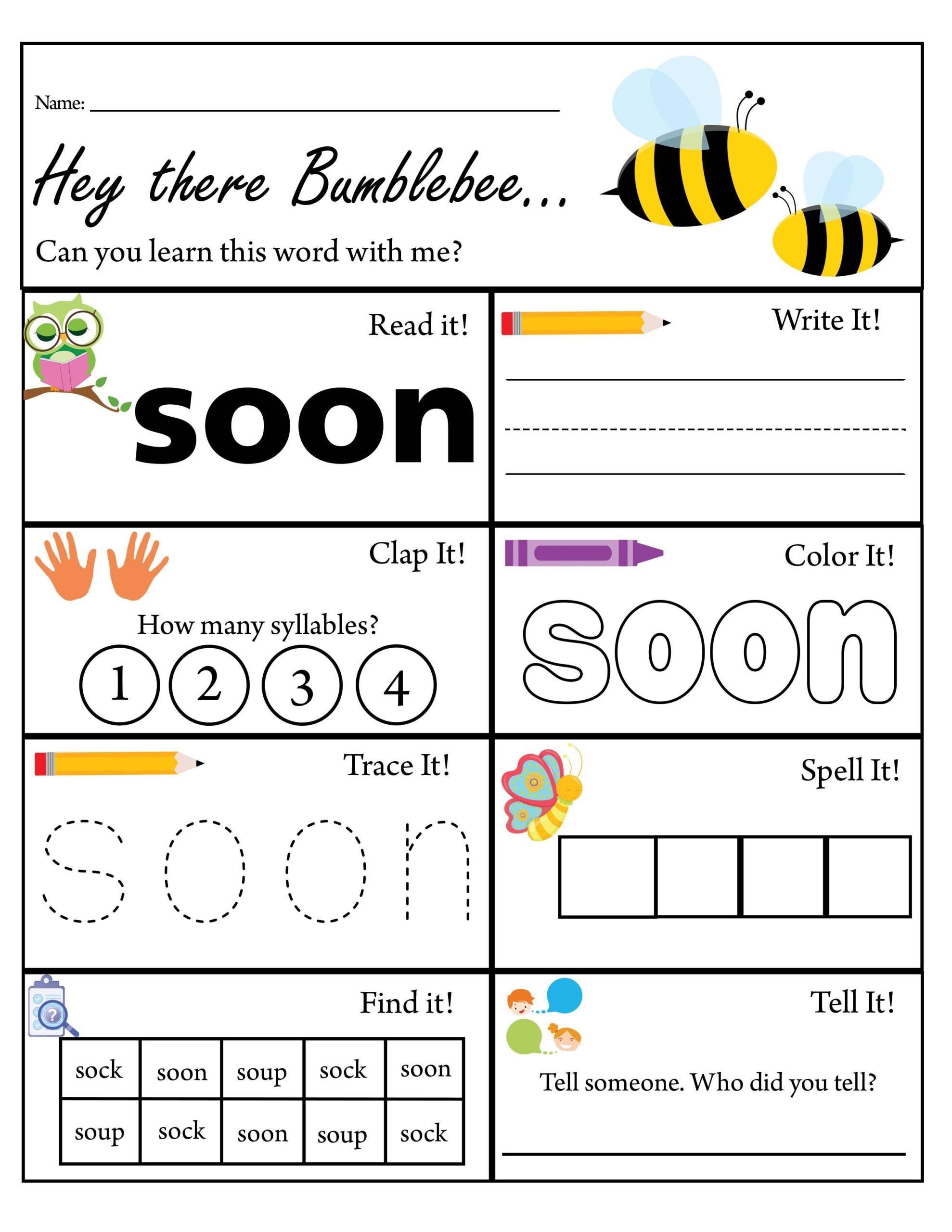 kindergarten worksheets sight words