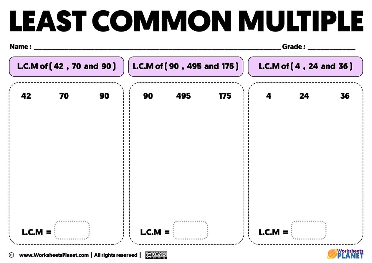 least common multiple worksheet