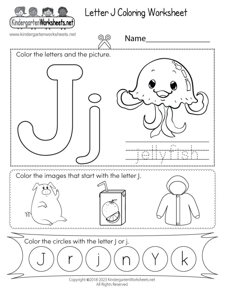 Letter J Coloring Worksheet Free Printable Digital PDF