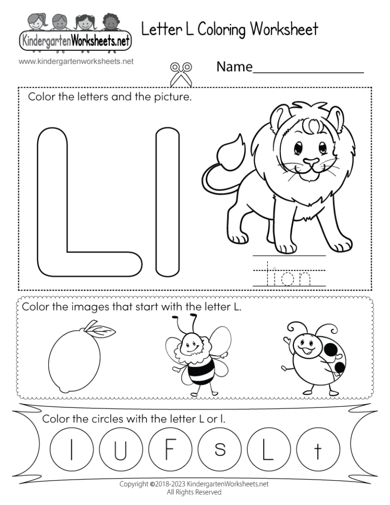 Letter L Coloring Worksheet Free Printable Digital PDF