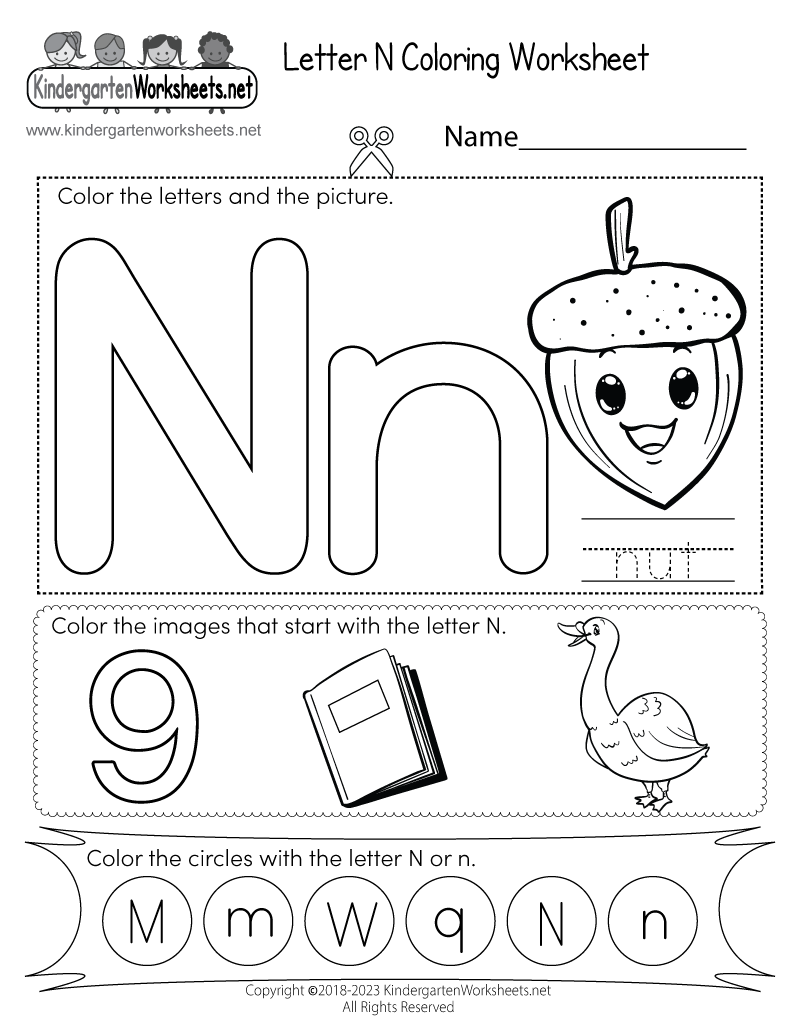 Letter N Coloring Worksheet Free Printable Digital PDF Letter N Coloring Worksheet Free Printable Digital PDF