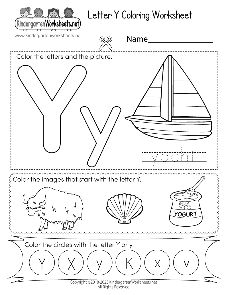 letter y worksheets