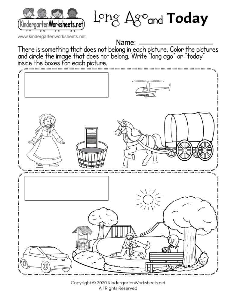 Long Ago And Today Worksheet Free Printable Digital PDF
