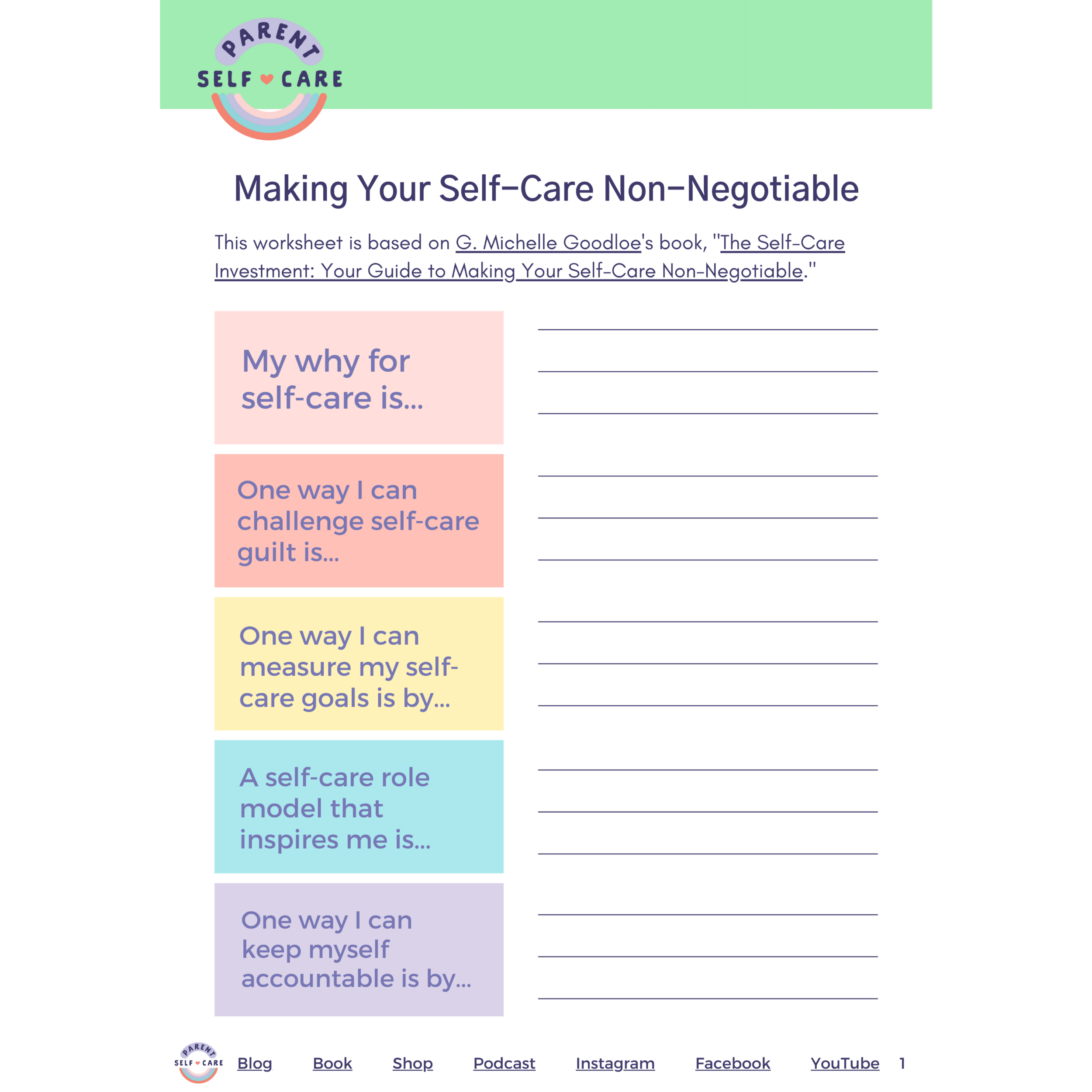 self care worksheets