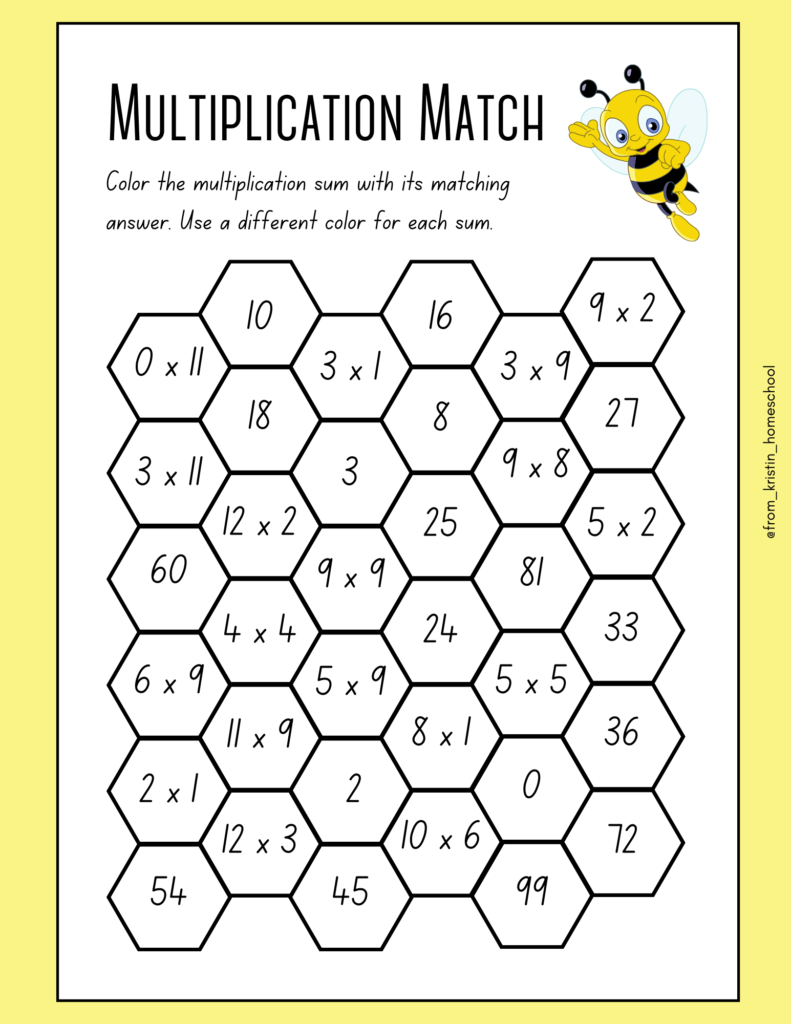 Multiplication Math Coloring Worksheets Fromkristin