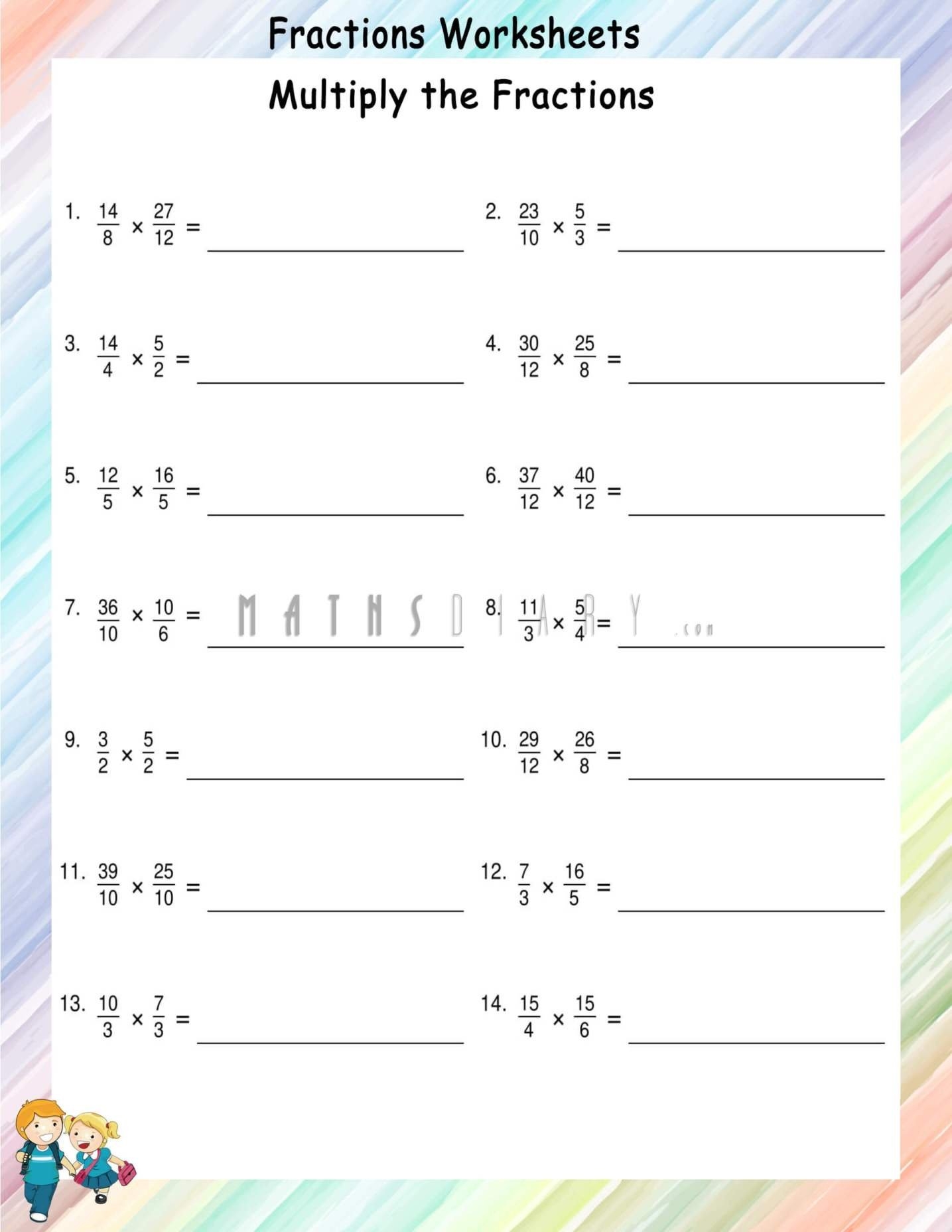 multiplying fractions worksheets