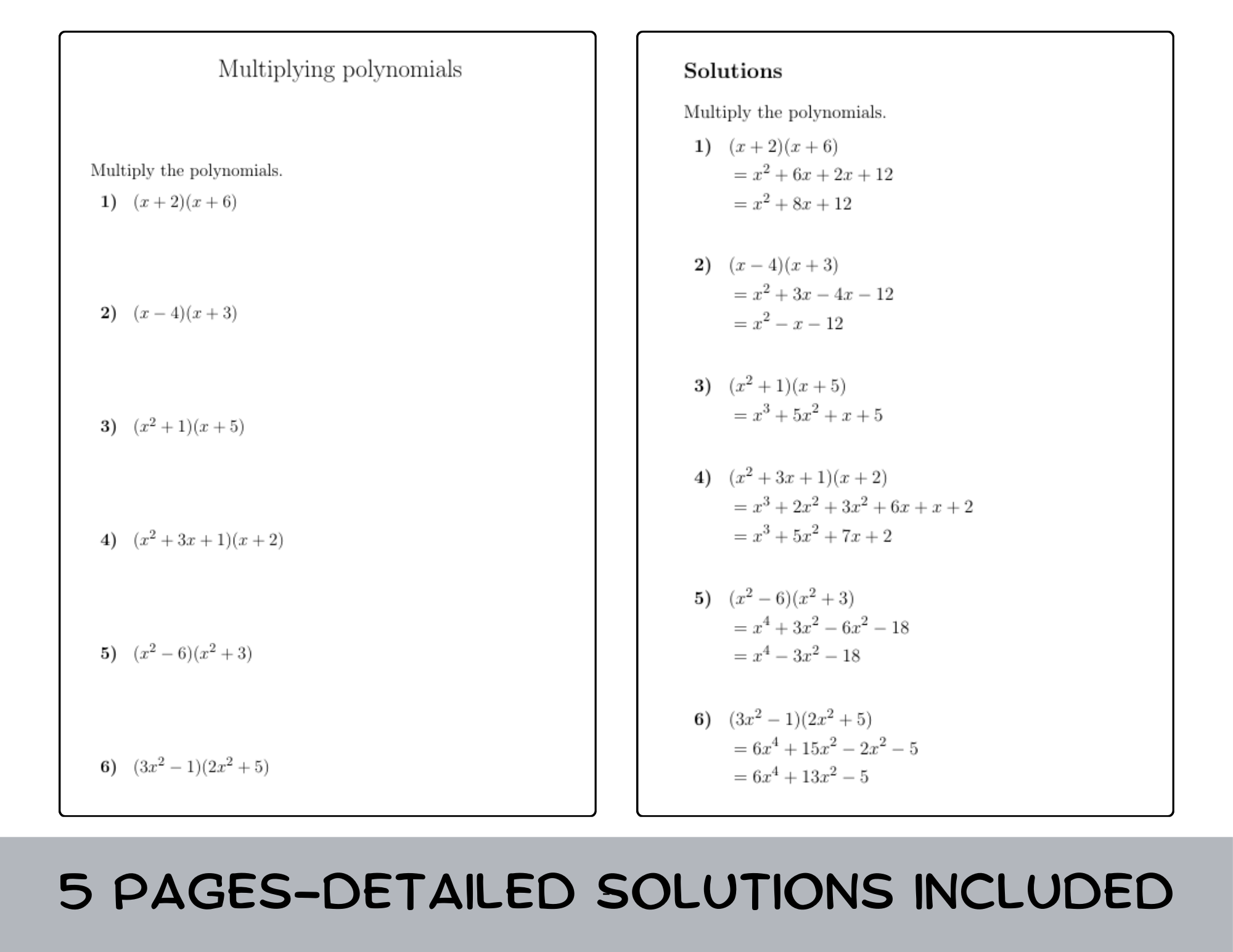 multiplying polynomials worksheet