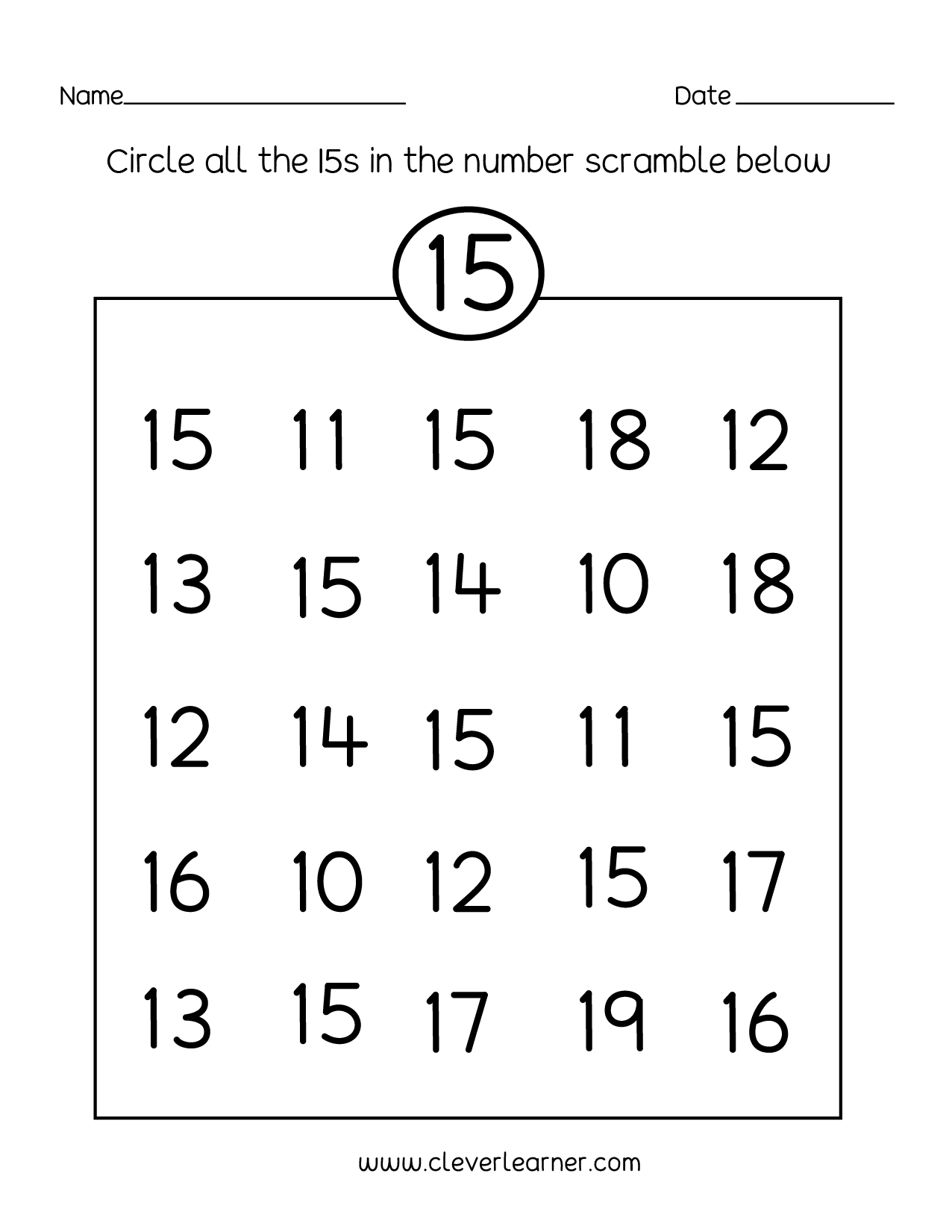 Number 15 Writing Counting And Identification Printable Worksheets For Children Number 15 Writing Counting And Identification Printable Worksheets For Children