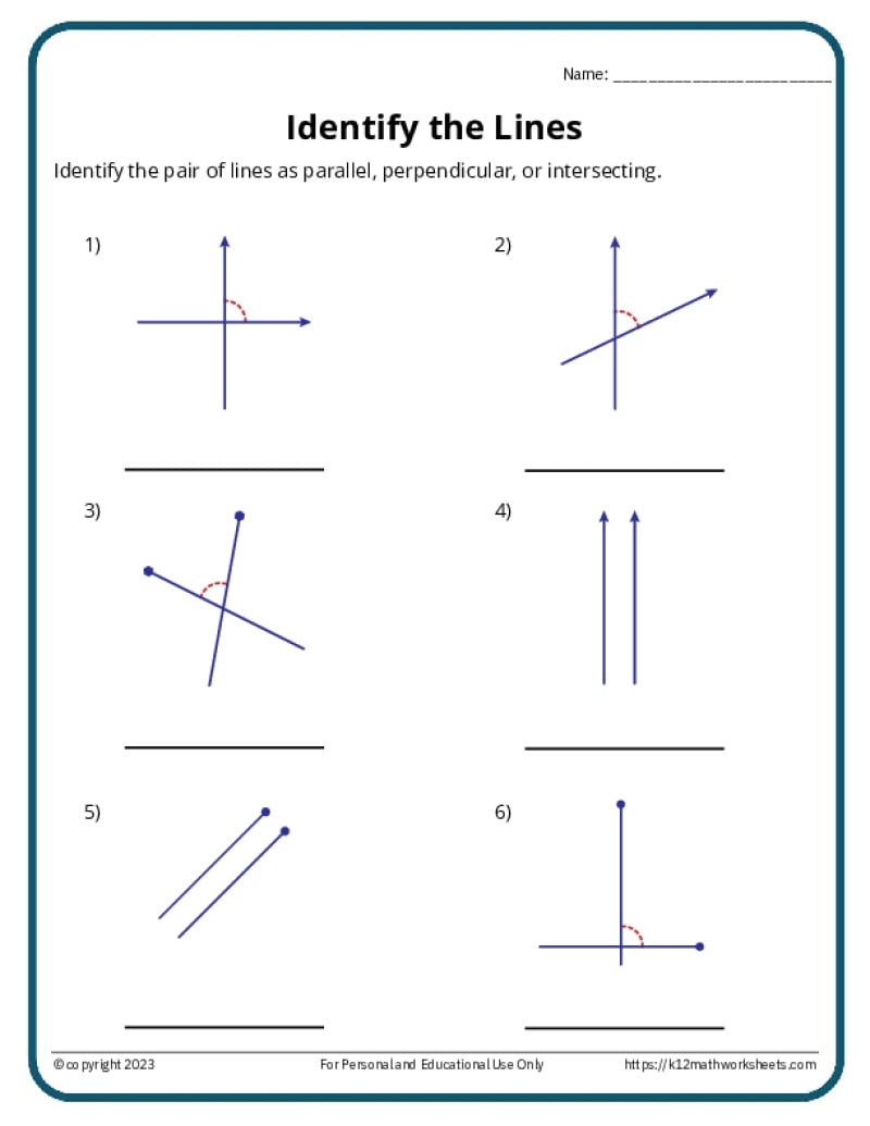 Parallel Perpendicular And Intersecting Lines Worksheets Parallel Perpendicular And Intersecting Lines Worksheets