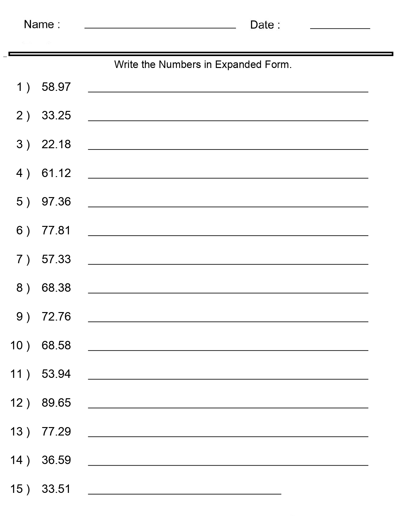 Place Value Worksheets Expanded Form With Decimals Worksheets 2 Digits Tens Made By Teachers