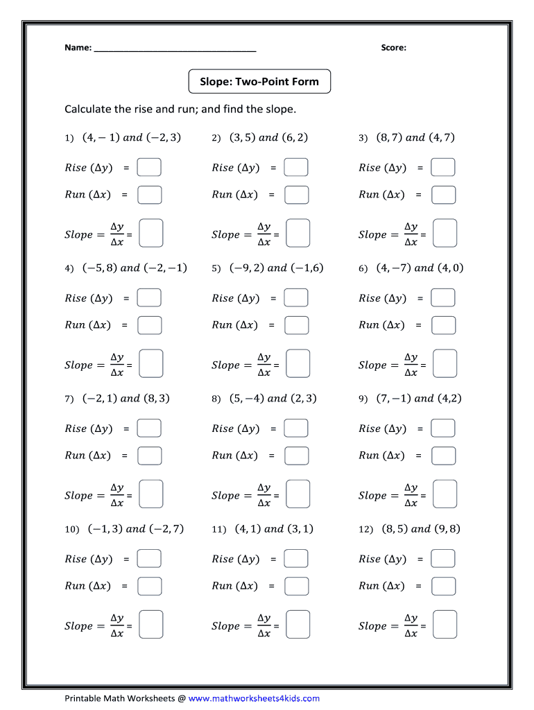 Point Slope Form Practice Worksheet Fill Online Printable Worksheets Library