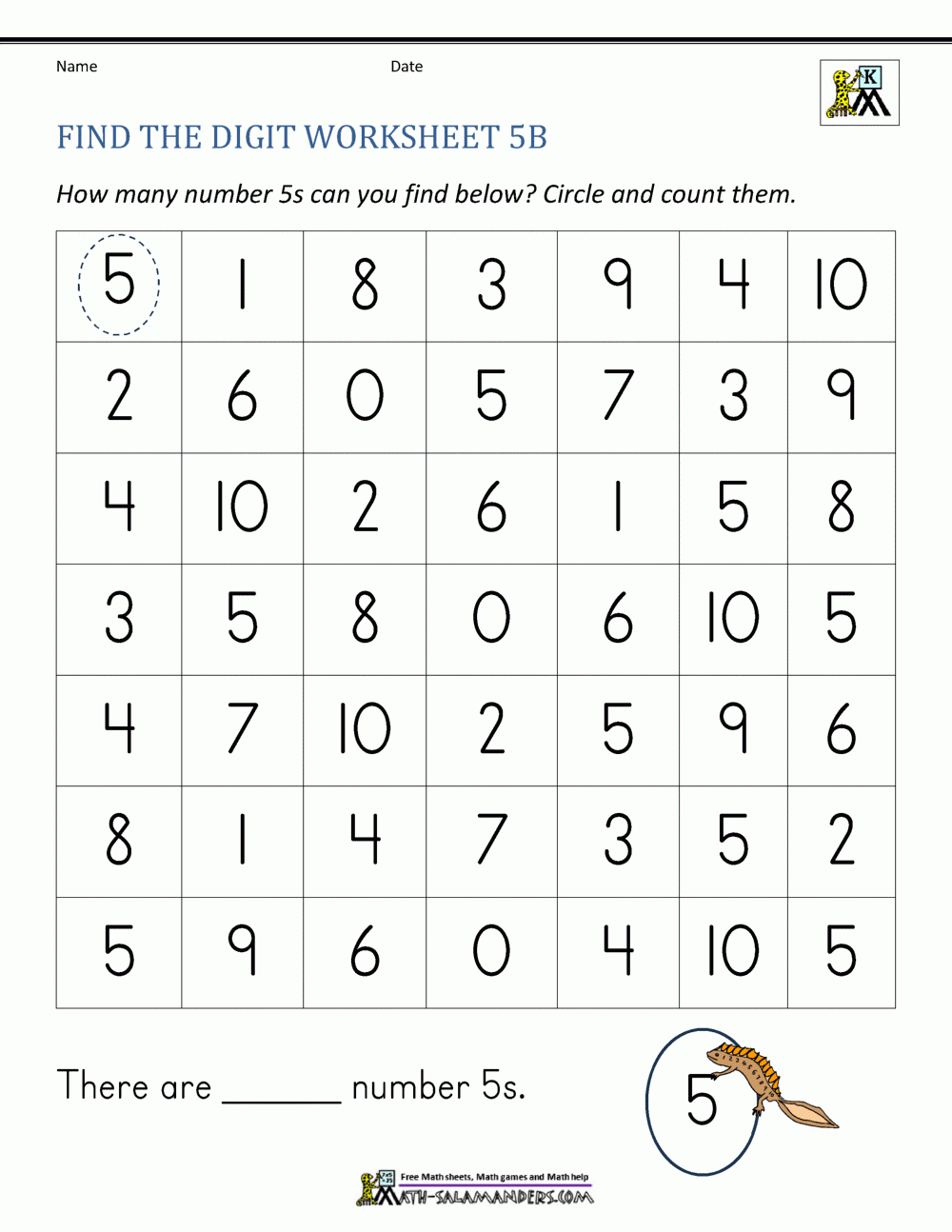 Preschool Number Worksheets 1 10