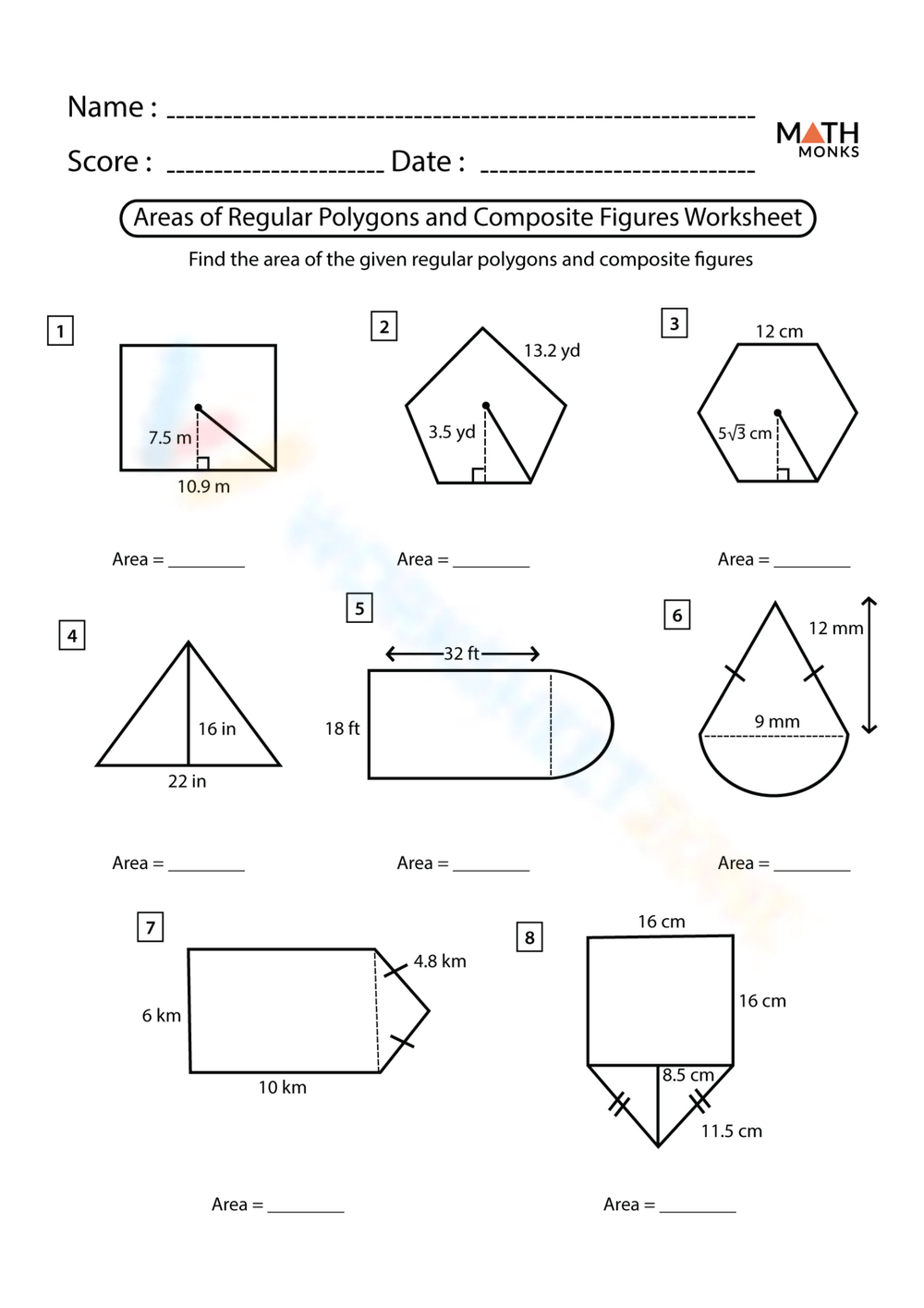 area of composite figures worksheet area of composite figures worksheet