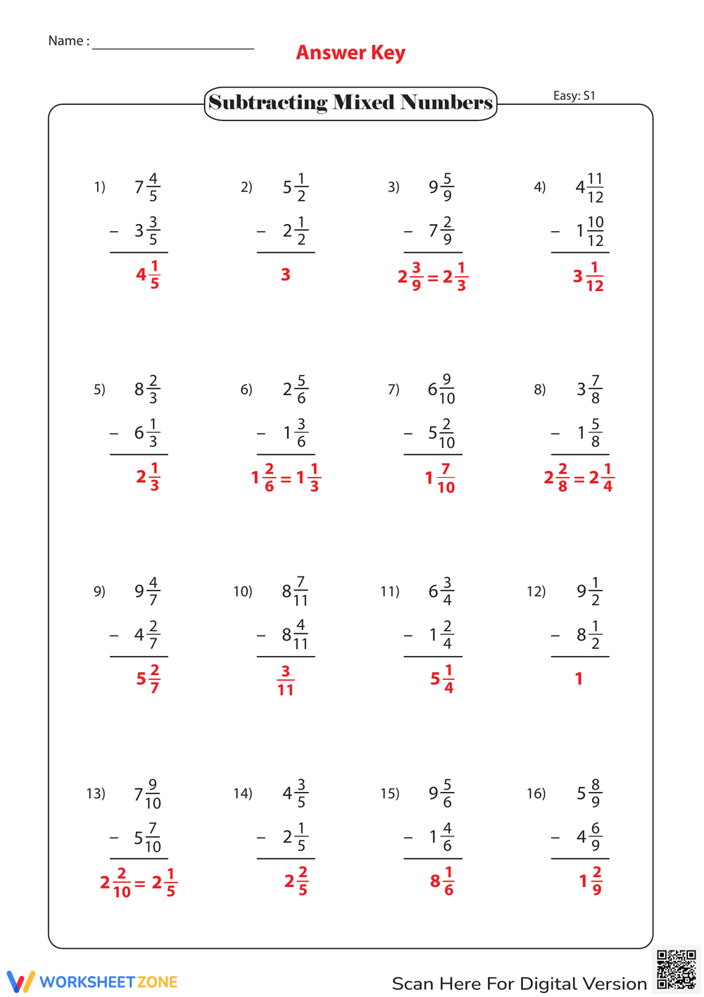 adding and subtracting mixed numbers worksheet