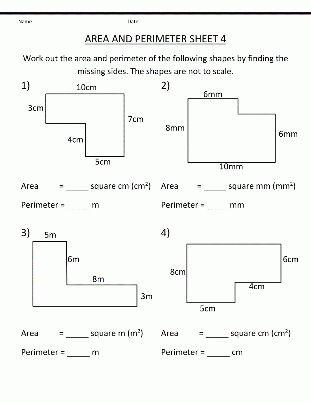 area and perimeter worksheets