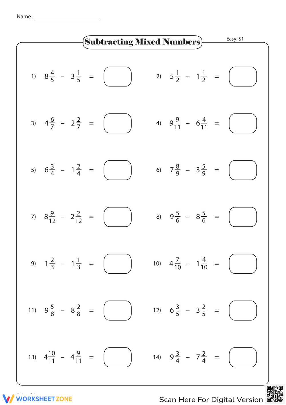 Printable Grade 5 Adding And Subtracting Mixed Numbers Worksheets Download