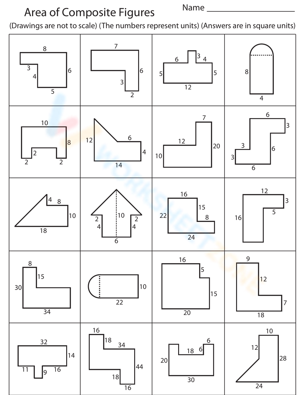Printable Grade 5 Area Of Composite Figures Worksheets