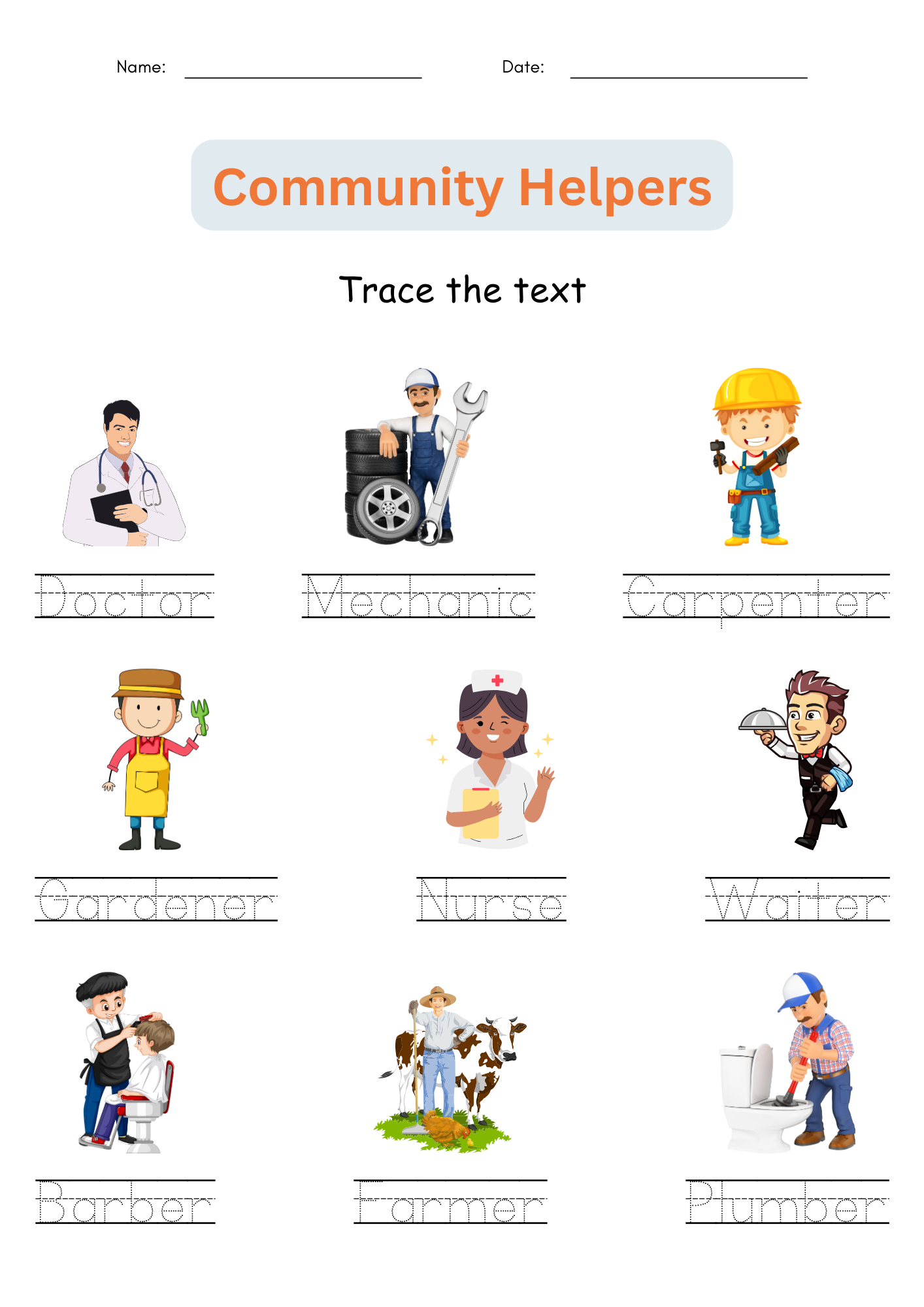 community helpers worksheets