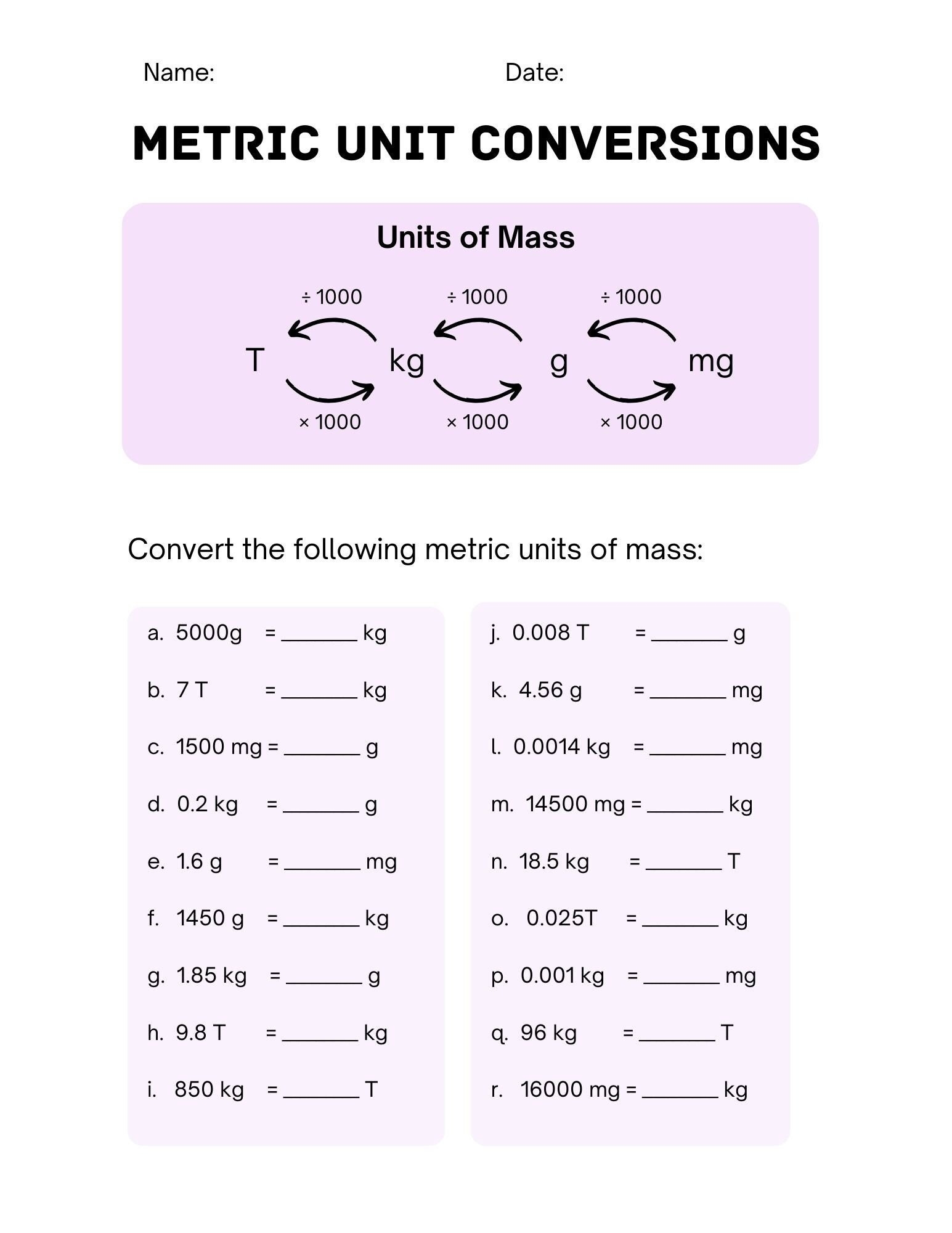 Printable Metric Conversion Worksheets DIGITAL Etsy Printable Metric Conversion Worksheets DIGITAL Etsy