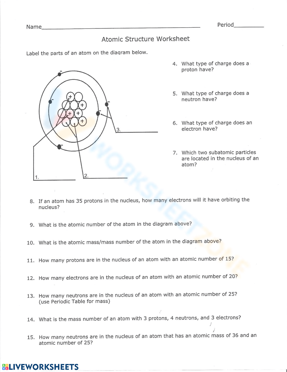 Printable Structure Of The Atom Worksheets Download Printable Structure Of The Atom Worksheets Download