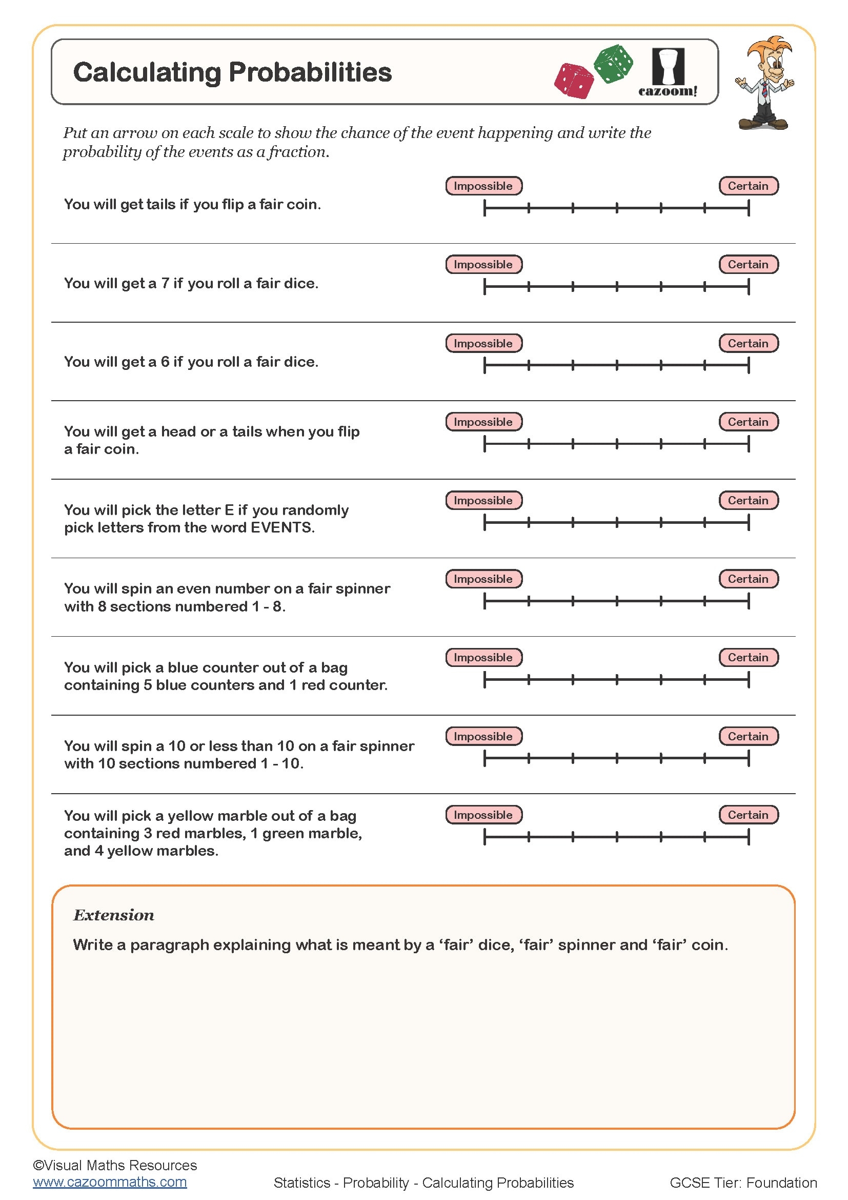 simple events worksheet 7th grade