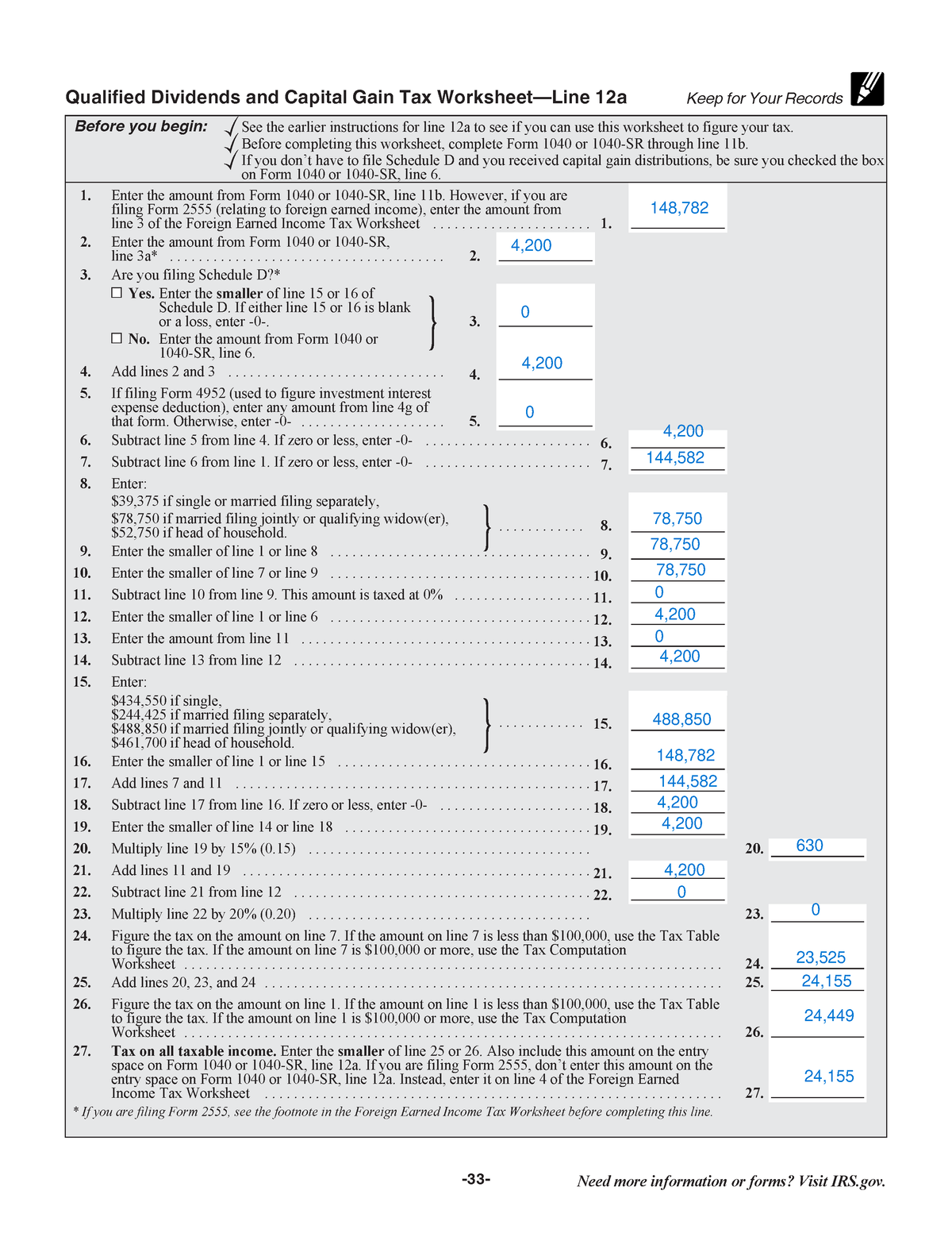 Qualified Dividends And Capital Gain Tax Worksheet In Excel Worksheets Library