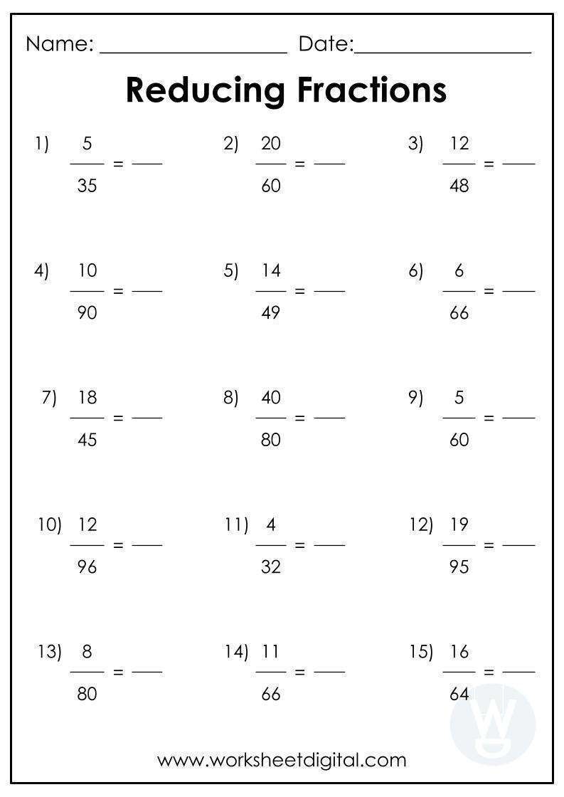 Reducing Fractions Worksheet Digital 1 Teacher Made Resources