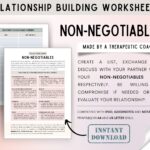 RELATIONSHIP NON NEGOTIABLES Worksheet Relationship Building For Couples Marriage Counselling Couples Therapy Etsy