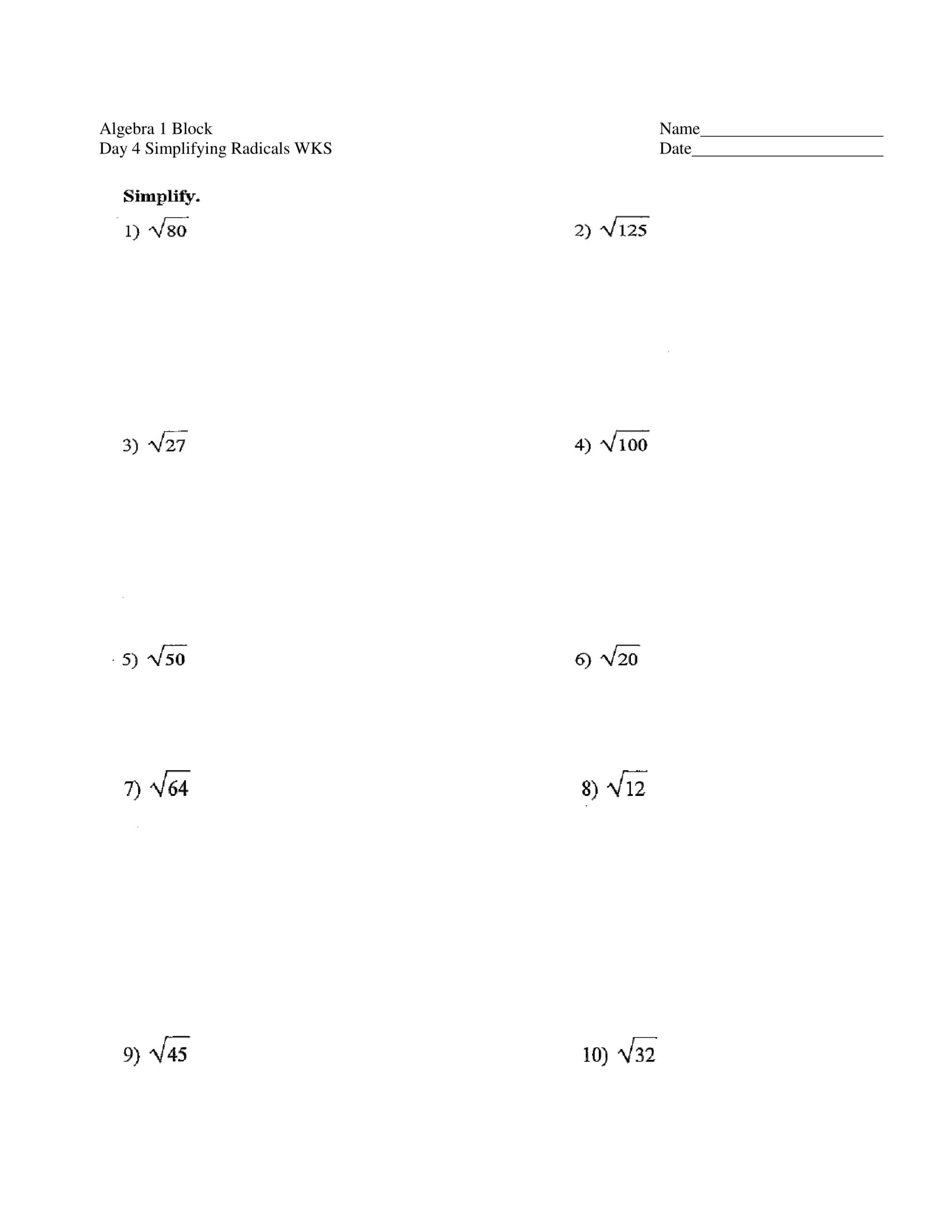 Simplifying Radicals Practice Math Teachers Library Formative Simplifying Radicals Practice Math Teachers Library Formative