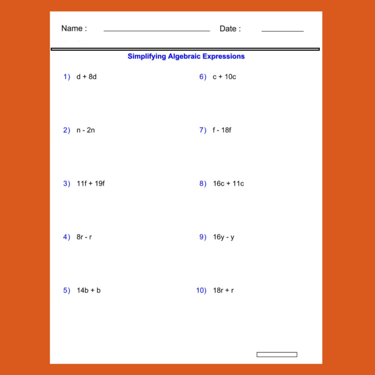 Simplifying Variables Worksheets Addition And Subtraction 2 Terms Algebraic Made By Teachers