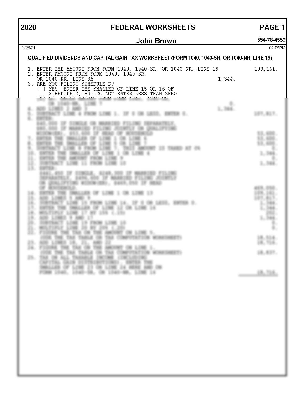 qualified dividends and capital gain worksheet