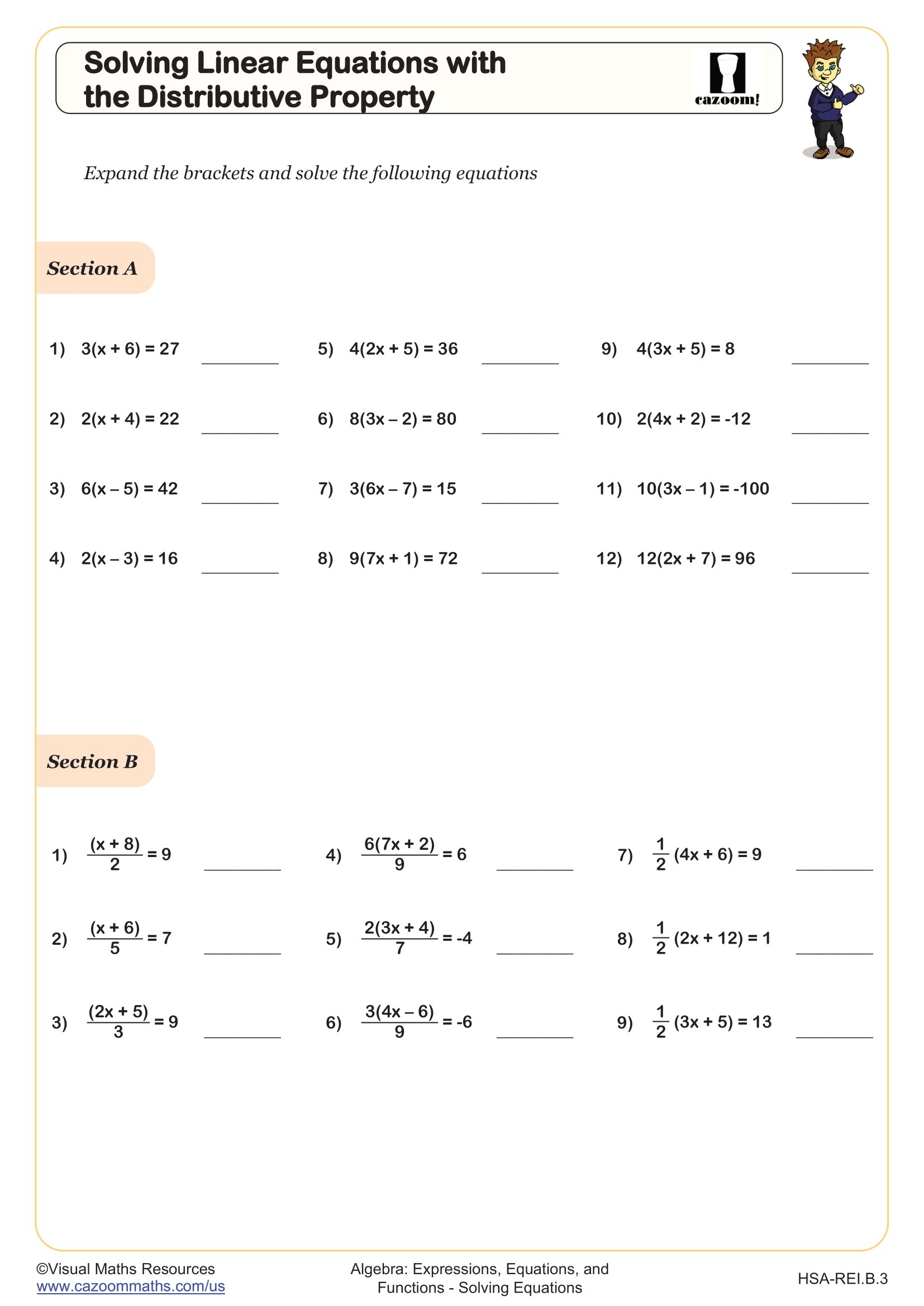 distributive property worksheet