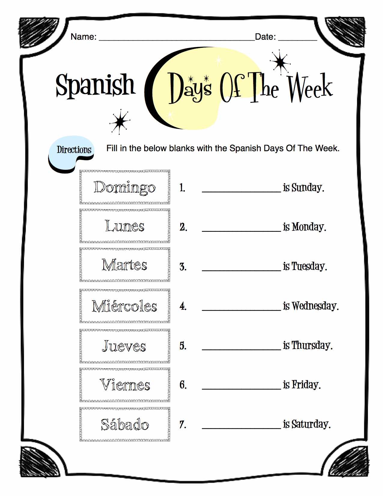 days of the week worksheet days of the week worksheet