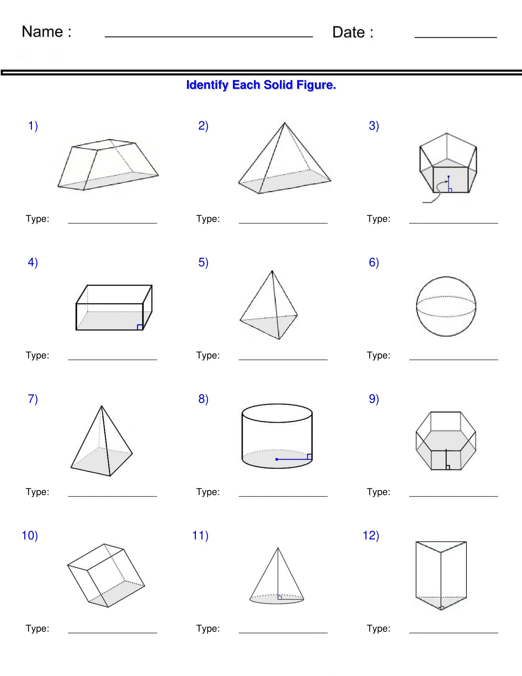 surface area worksheet