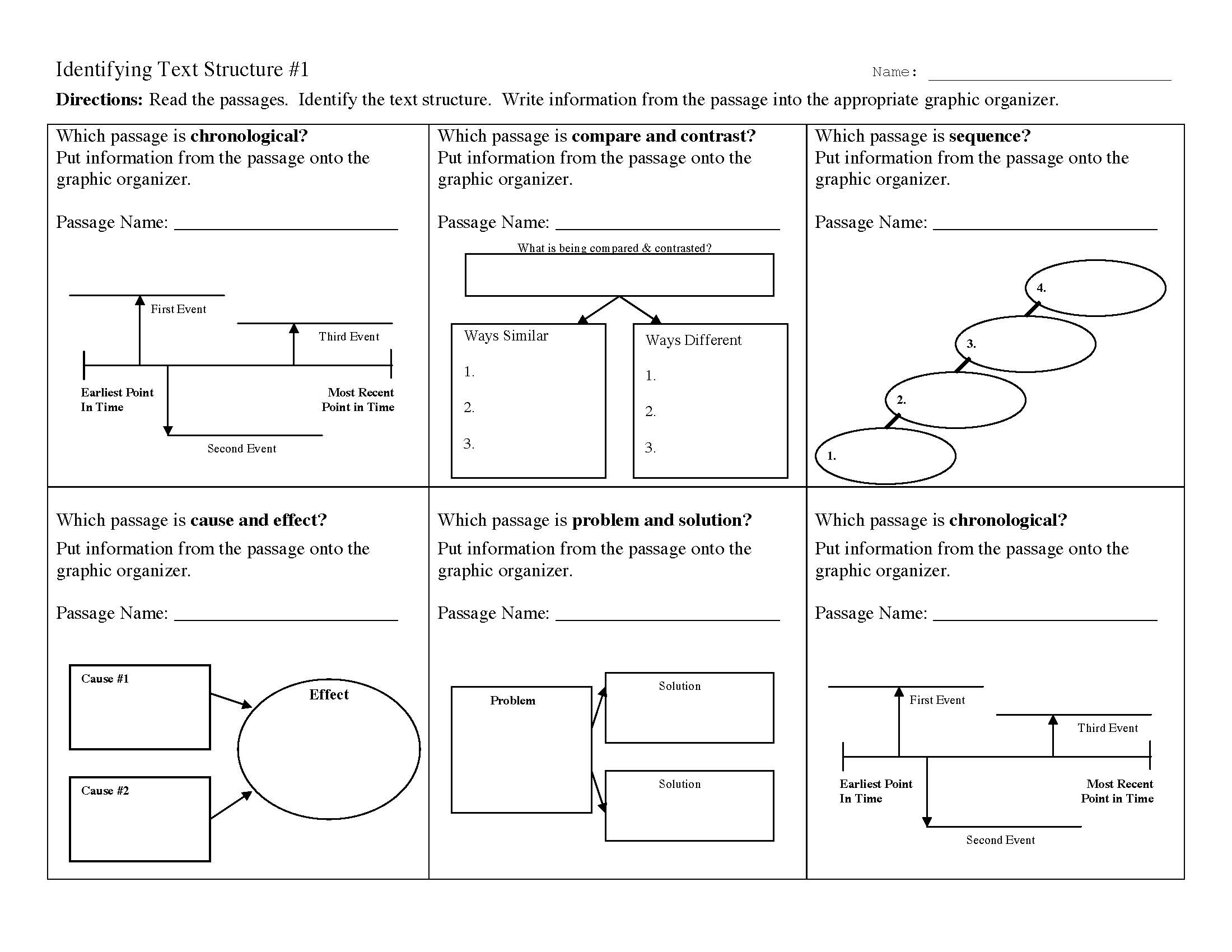 Text Structure Worksheet 1 Reading Activity