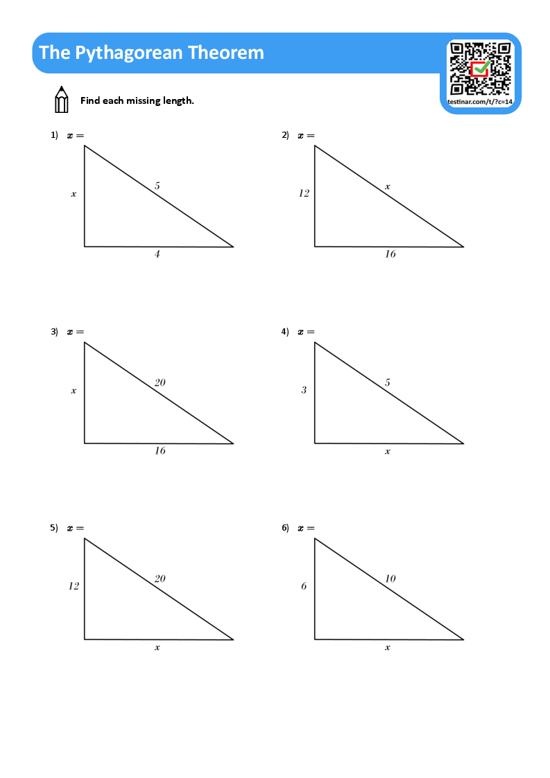 pythagorean theorem worksheet